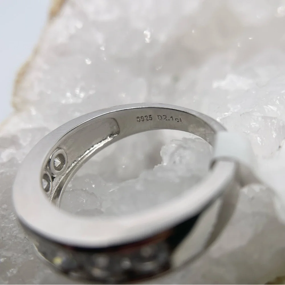 Mens 7 Stone Moissanite Band Anniversary Ring Wedding Band 925 18K GRA